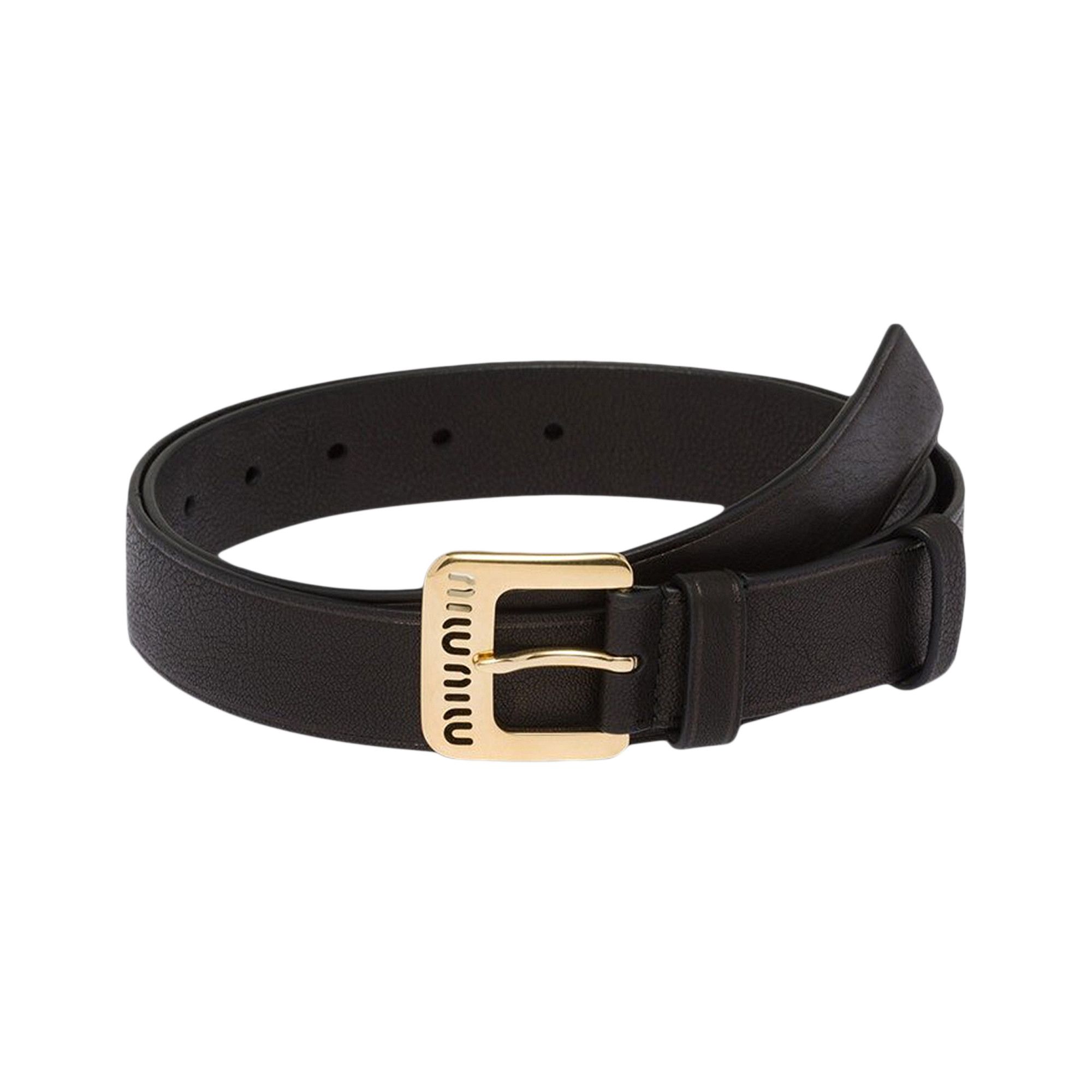 Buy Miu Miu Nappa Leather Belt Black 5CC545 EFX F0002 GOAT DE