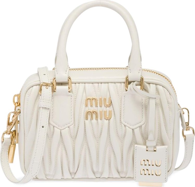 Miu Miu Matelasse Nappa Leather Top-Handle Bag 'White'