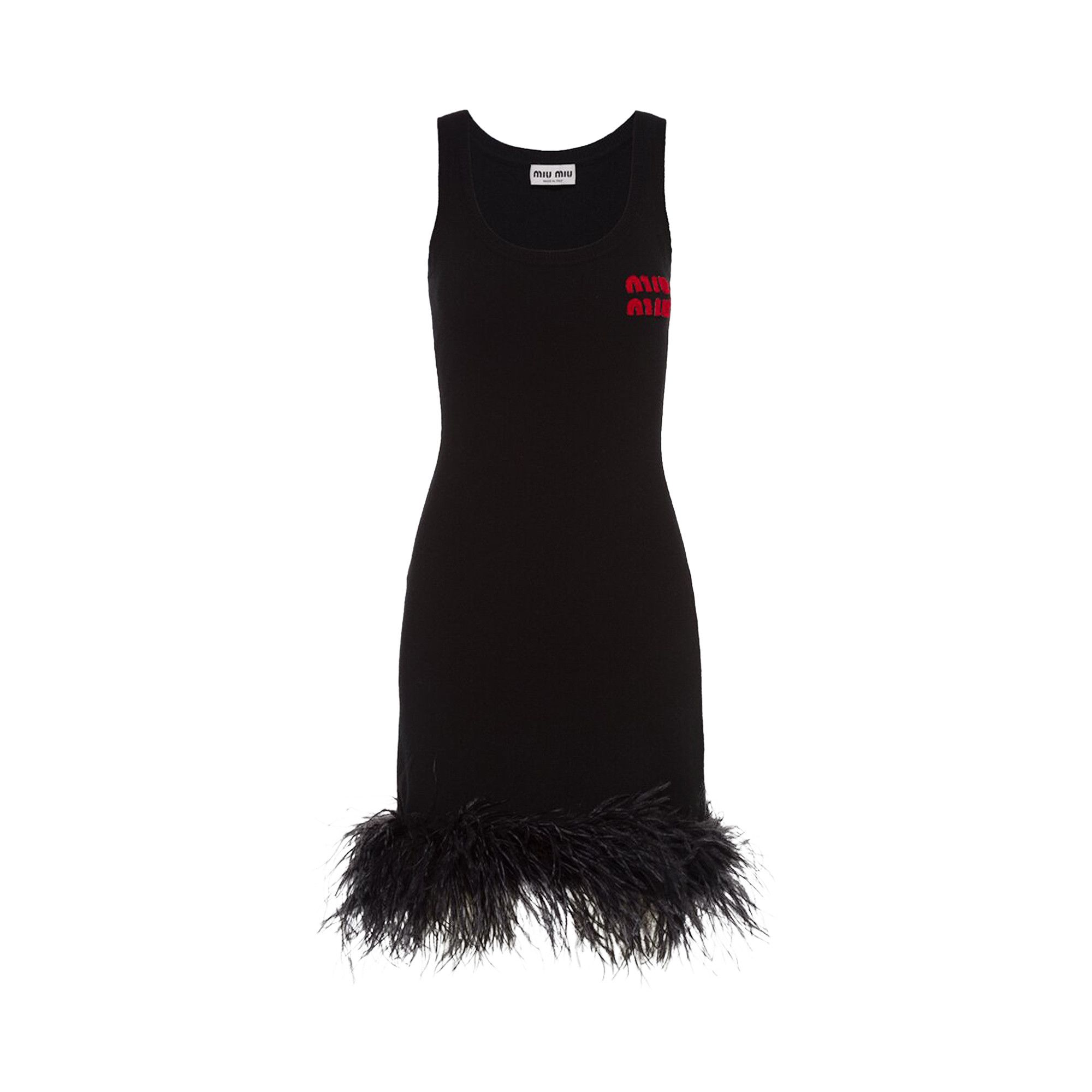 Buy Miu Miu Cashmere Dress With Feathers Black MMA756 12J8