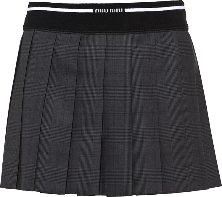 Miu Miu Glen Plaid Mini Skirt 'Slate Grey'