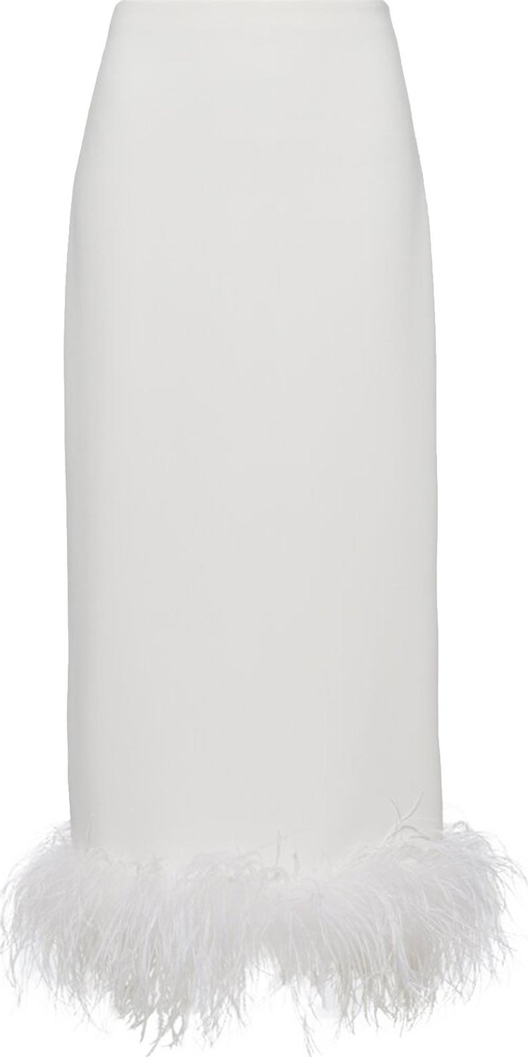 Miu Miu Stretch Cady Skirt With Feathers 'White/Crystal'