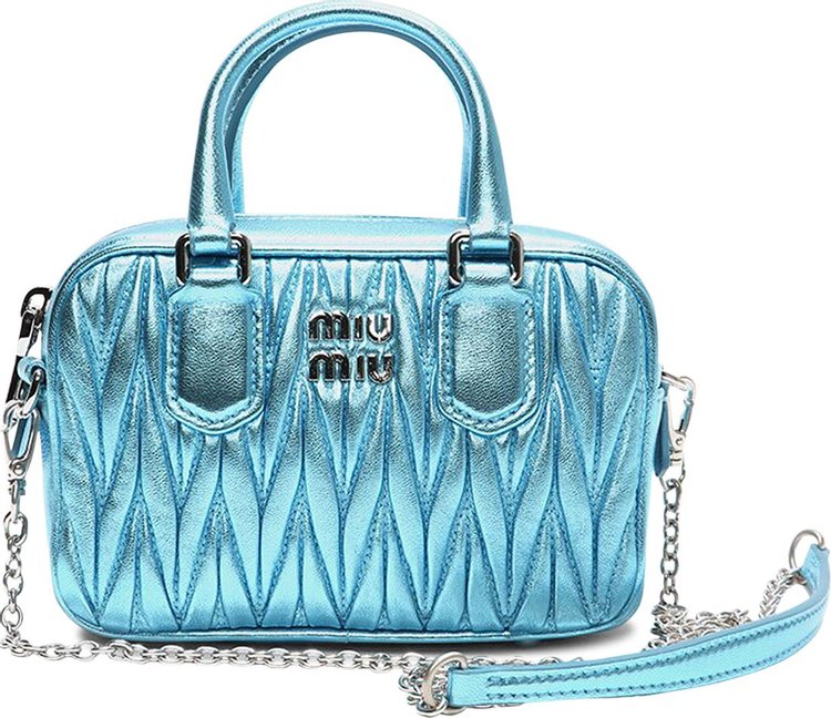 Miu Miu Matelasse Nappa Leather Top Handle Mini-Bag 'Blue'