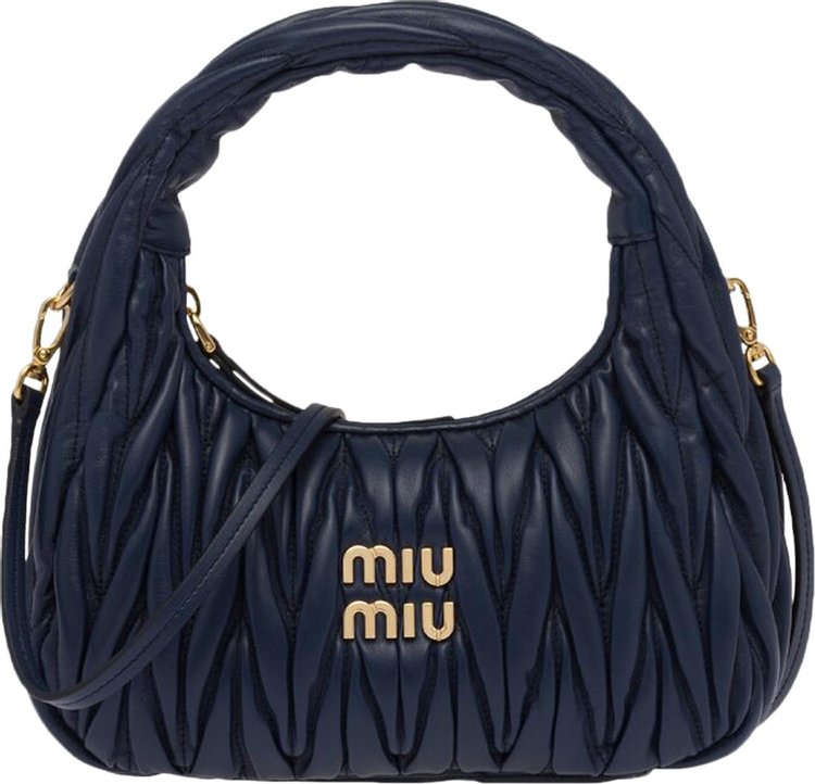 Miu Miu Matelasse Nappa Leather Mini Hobo Bag 'Baltic Blue'