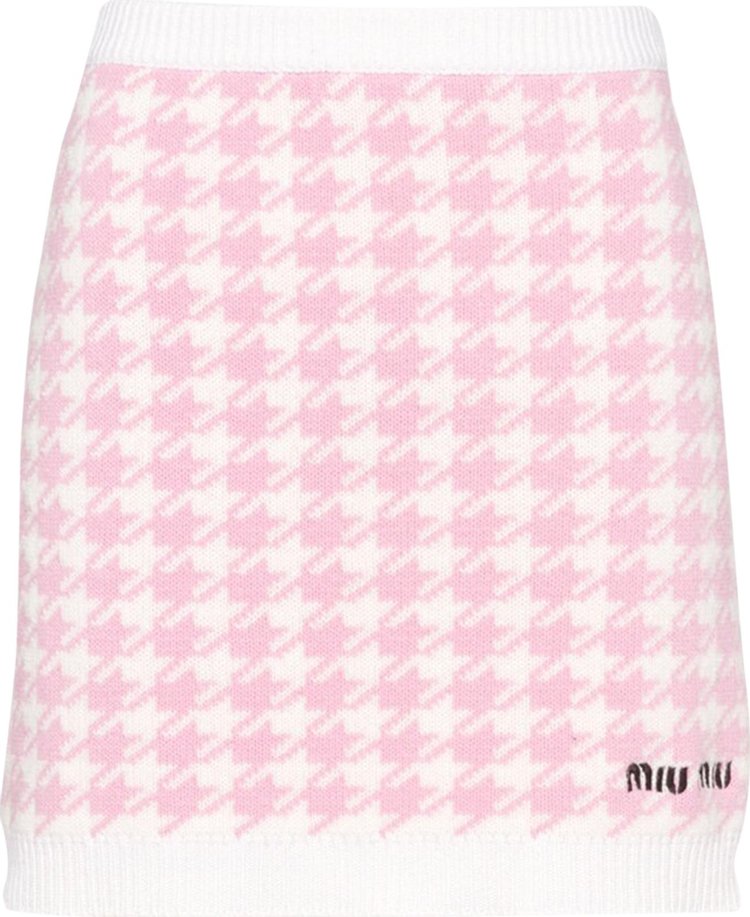 Miu Miu Cashmere Knit Mini Skirt 'White/Pink'
