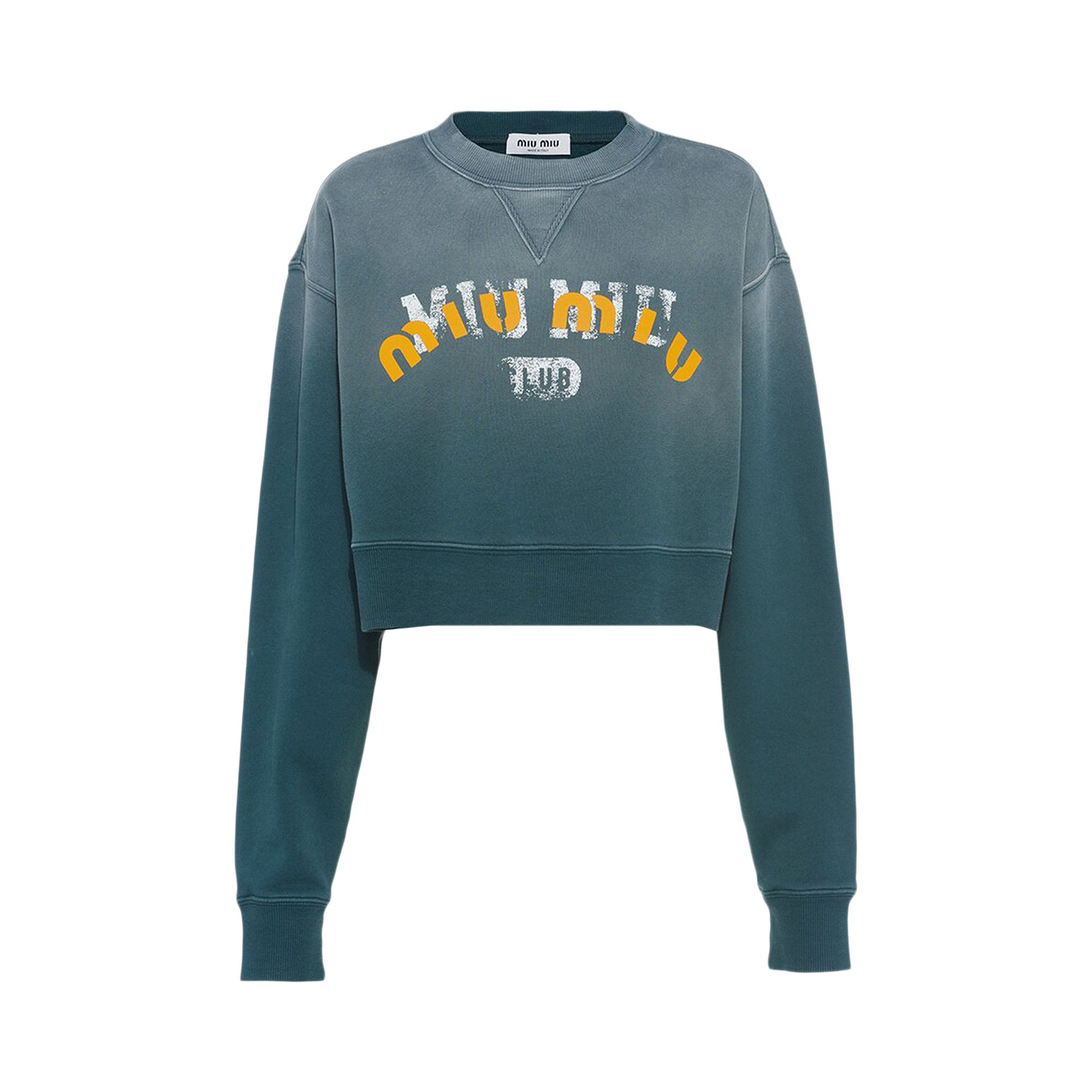 Buy Miu Miu Garment Dyed Fleece Sweatshirt 'Forest Green