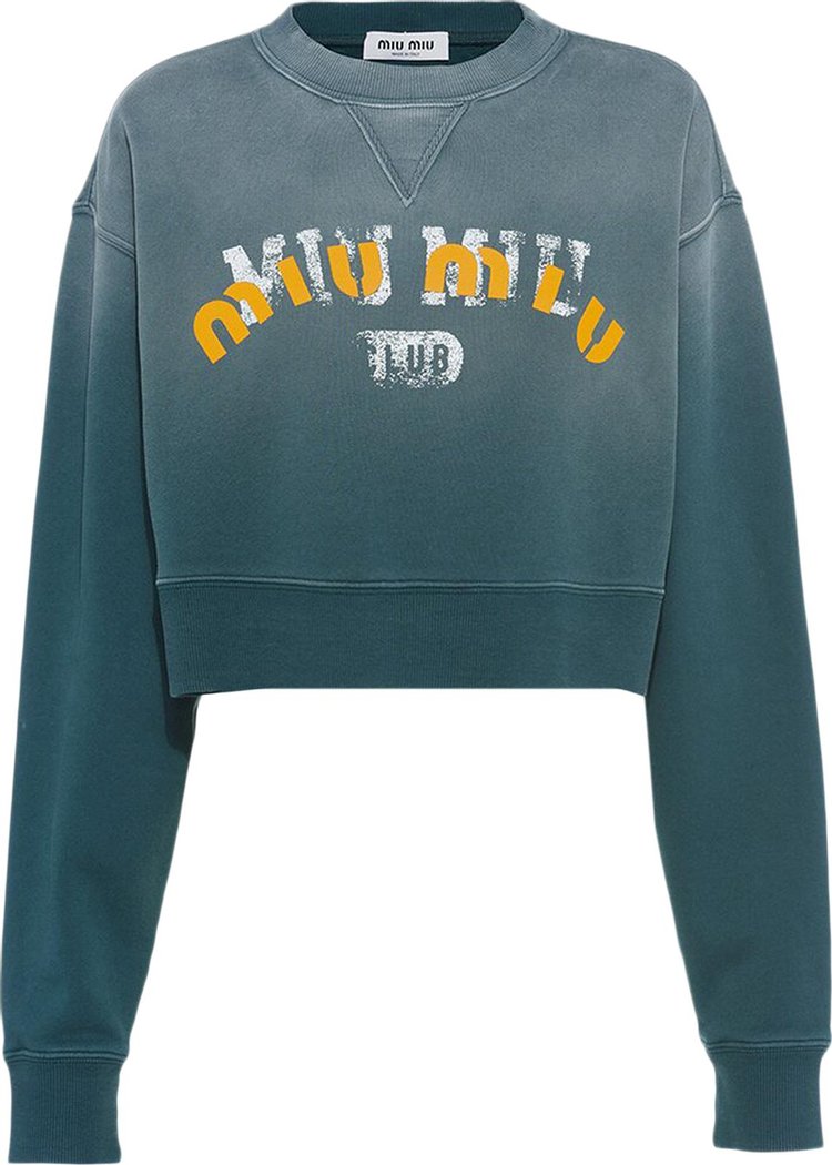 Miu Miu Garment Dyed Fleece Sweatshirt 'Forest Green'
