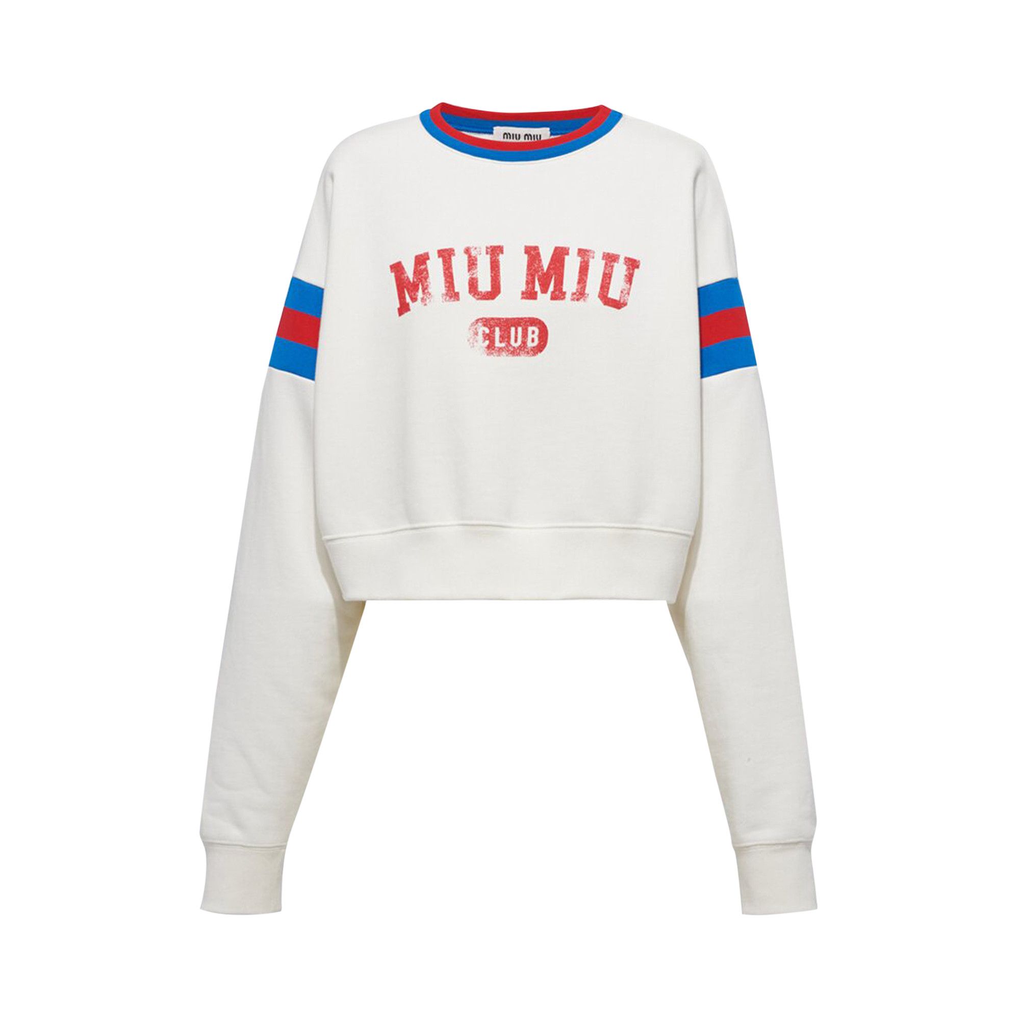 Buy Miu Miu Cropped Club Sweatshirt 'White' - MJL881 11MO