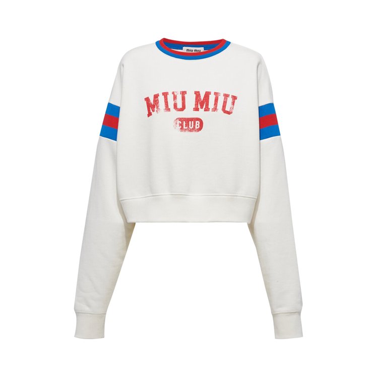 Miu Miu Cropped Club Sweatshirt 'White'