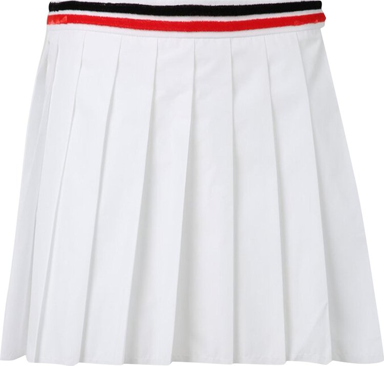 Miu Miu Logo Embroidered Pleated Poplin Mini Skirt 'White'