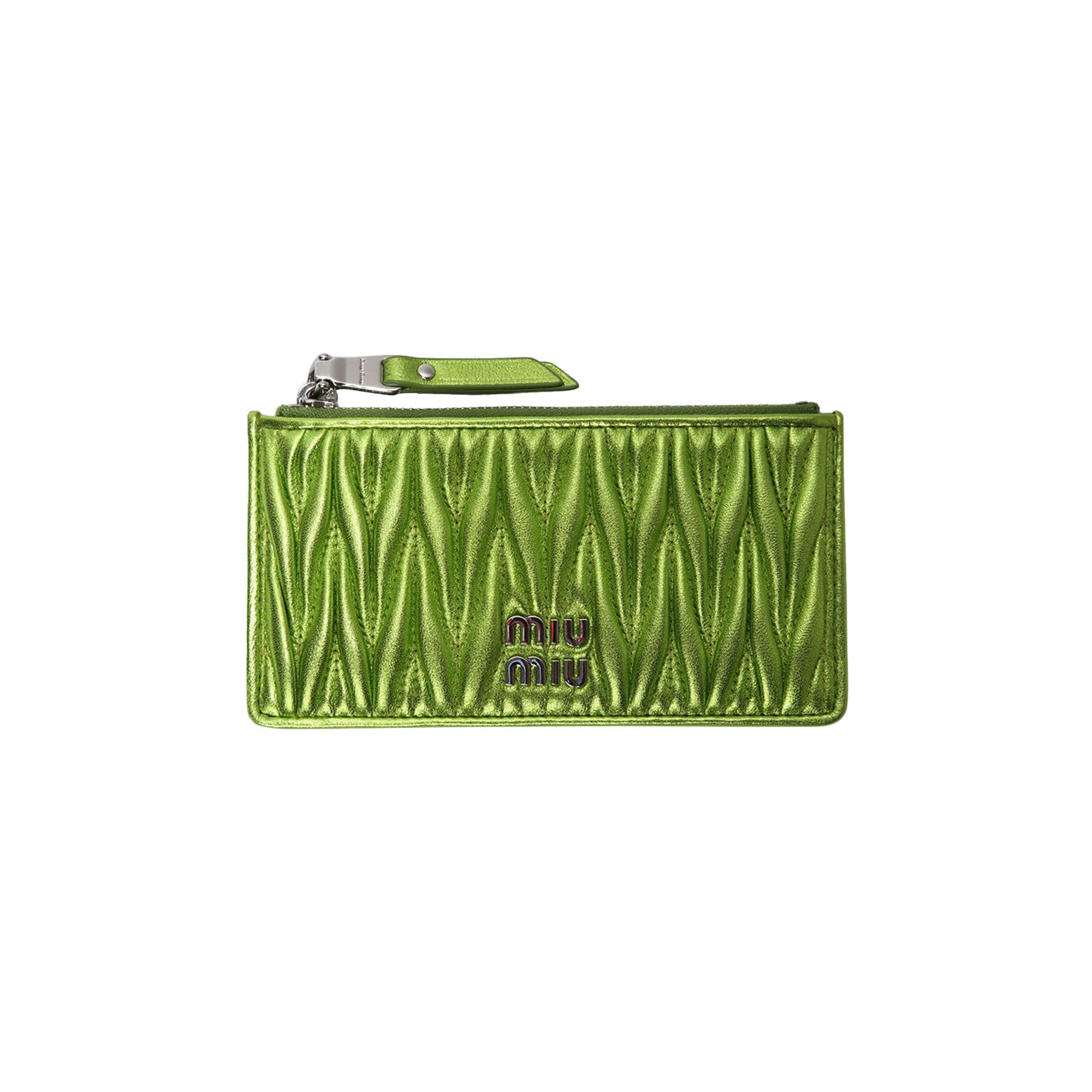 Buy Miu Miu Matelasse Zipped Card Case 'Green' - 5MB006 2FPP F03BQ