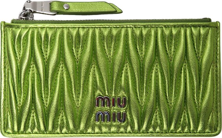 Miu Miu Matelasse Zipped Card Case 'Green'