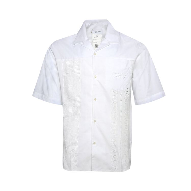 Marine Serre Regenerated Household Linen Bowling Shirt White
