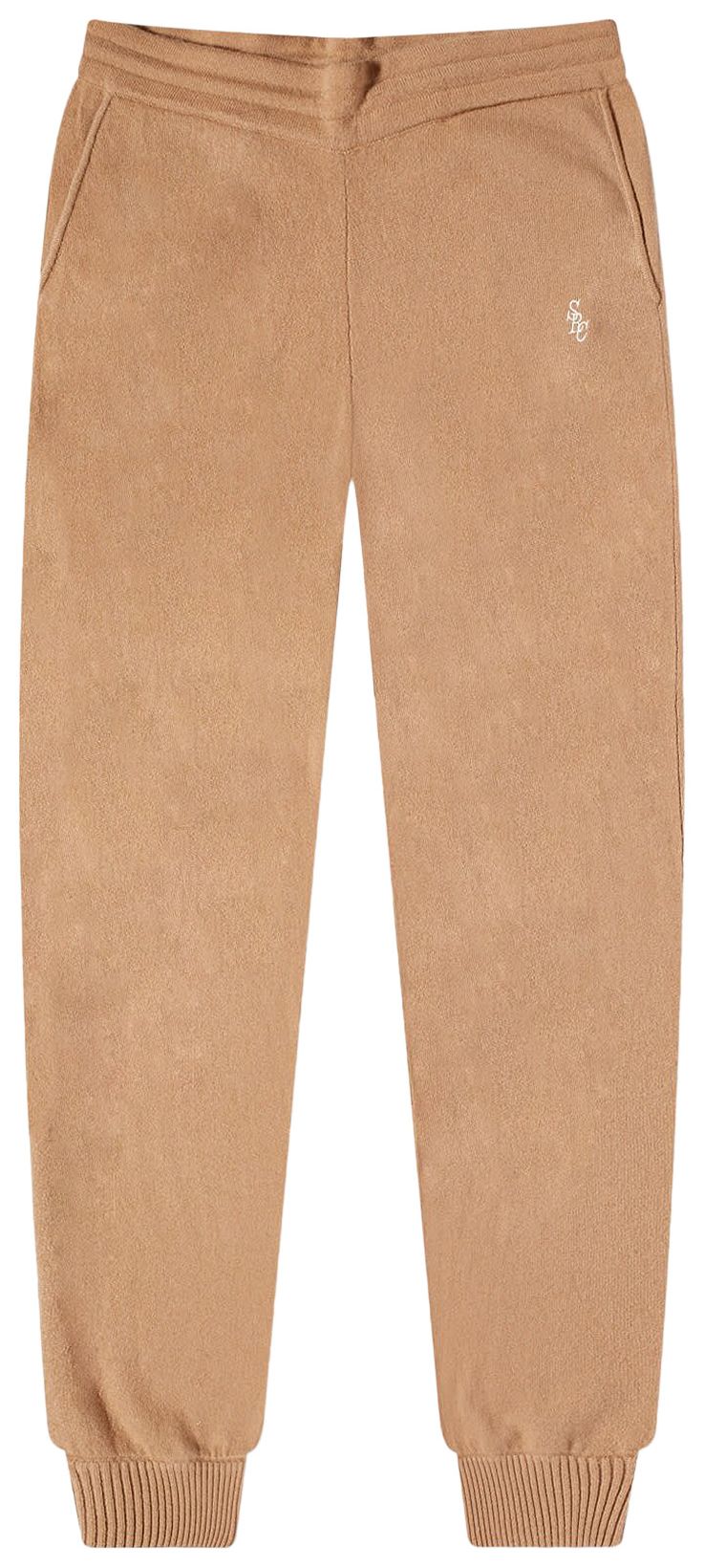 Sporty  Rich Logo Embroidered Track Pants Camel