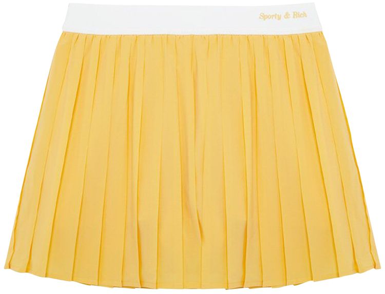 Sporty  Rich Pleated Tennis Skirt Yellow