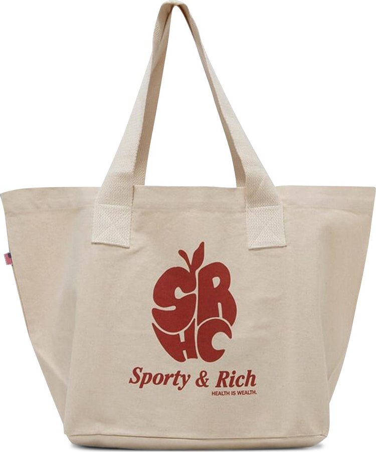 Sporty  Rich Apple Tote Bag NaturalRed