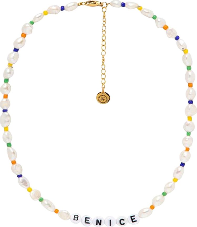 Sporty & Rich Be Nice Bead Necklace 'White/Multicolor'