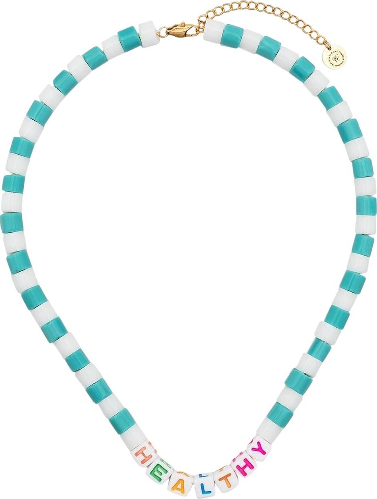 Sporty & Rich Healthy Bead Necklace 'Blue/White'