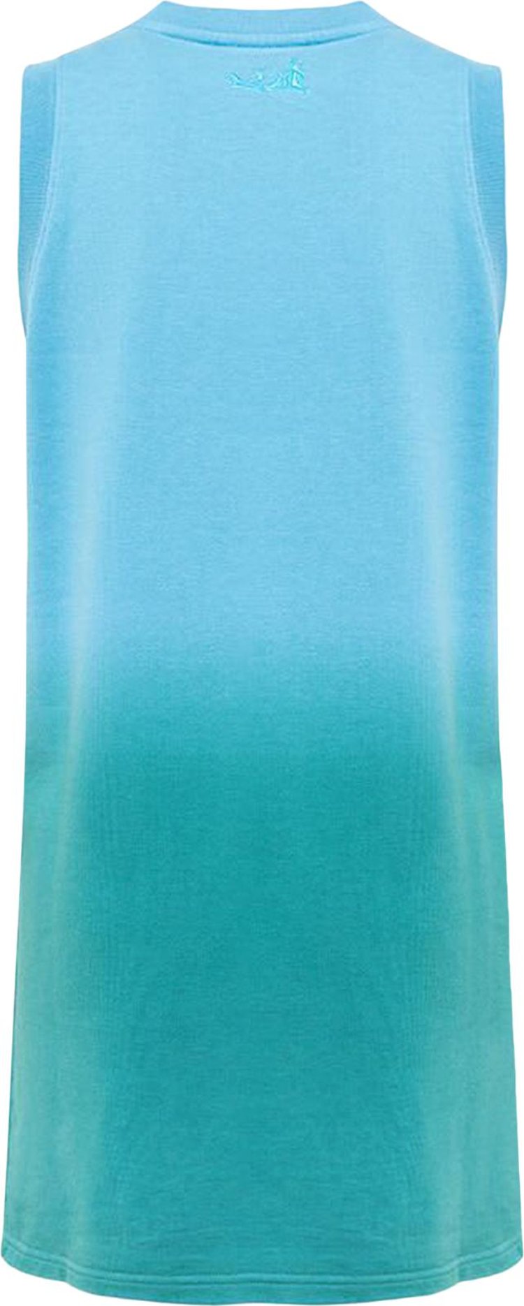 Lanvin Paris Logo Sleeveless Dress Teal Blue