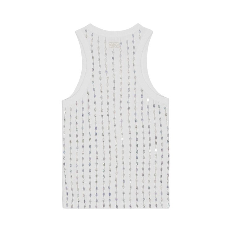 GANNI Rib Jersey Beaded Top Bright White