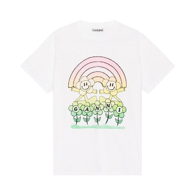 GANNI Basic Jersey Rainbow Relaxed T-Shirt 'Bright White'