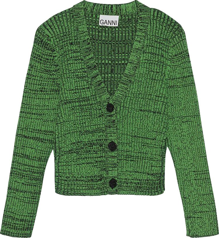 GANNI Cropped Cardigan Kelly Green