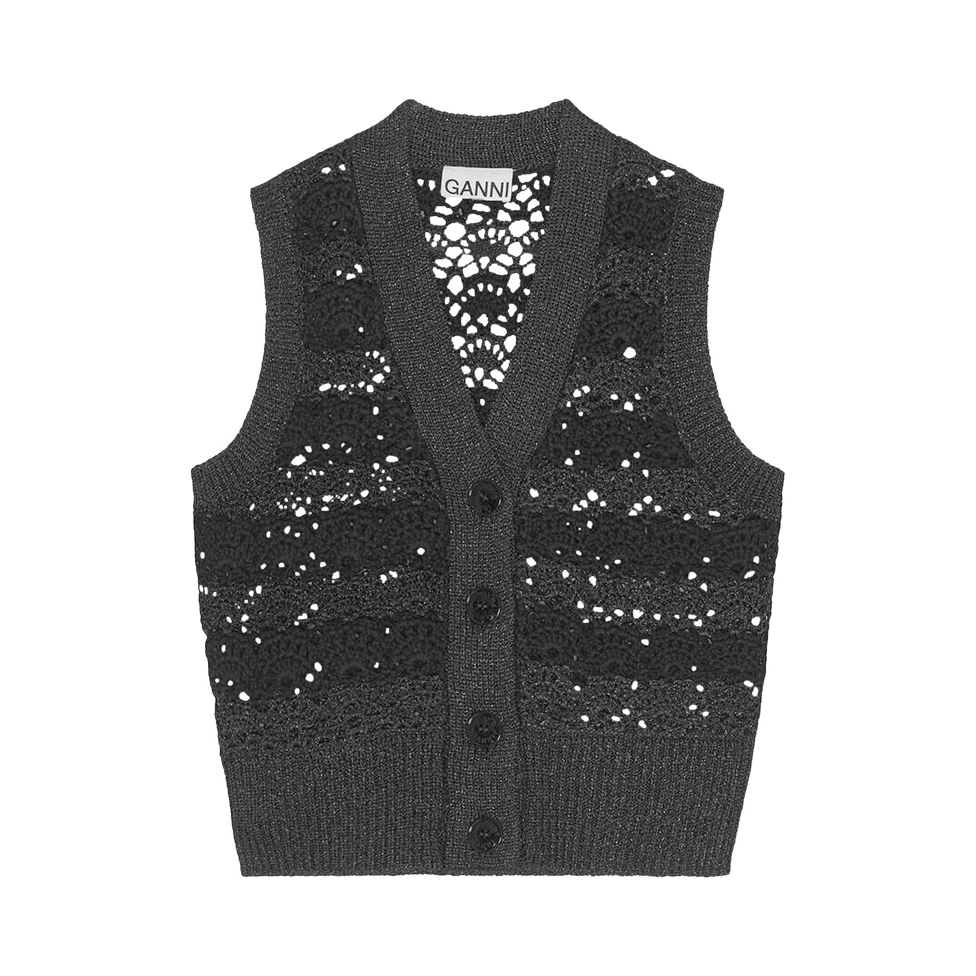 Buy GANNI V Neck Vest 'Black' - K1821 BLAC | GOAT UK