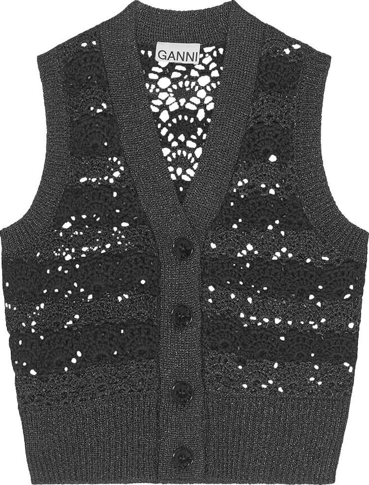 GANNI V Neck Vest Black