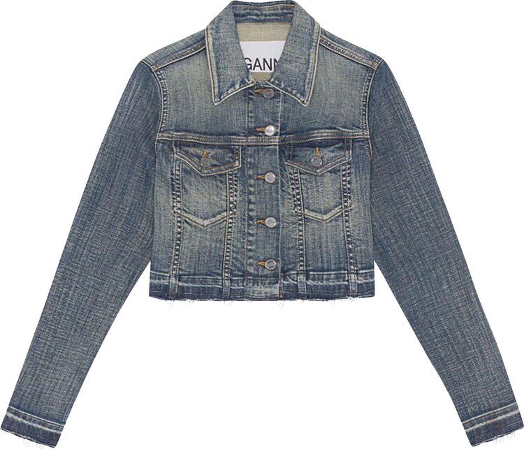 GANNI Tint Edge Denim Cropped Jacket Wash