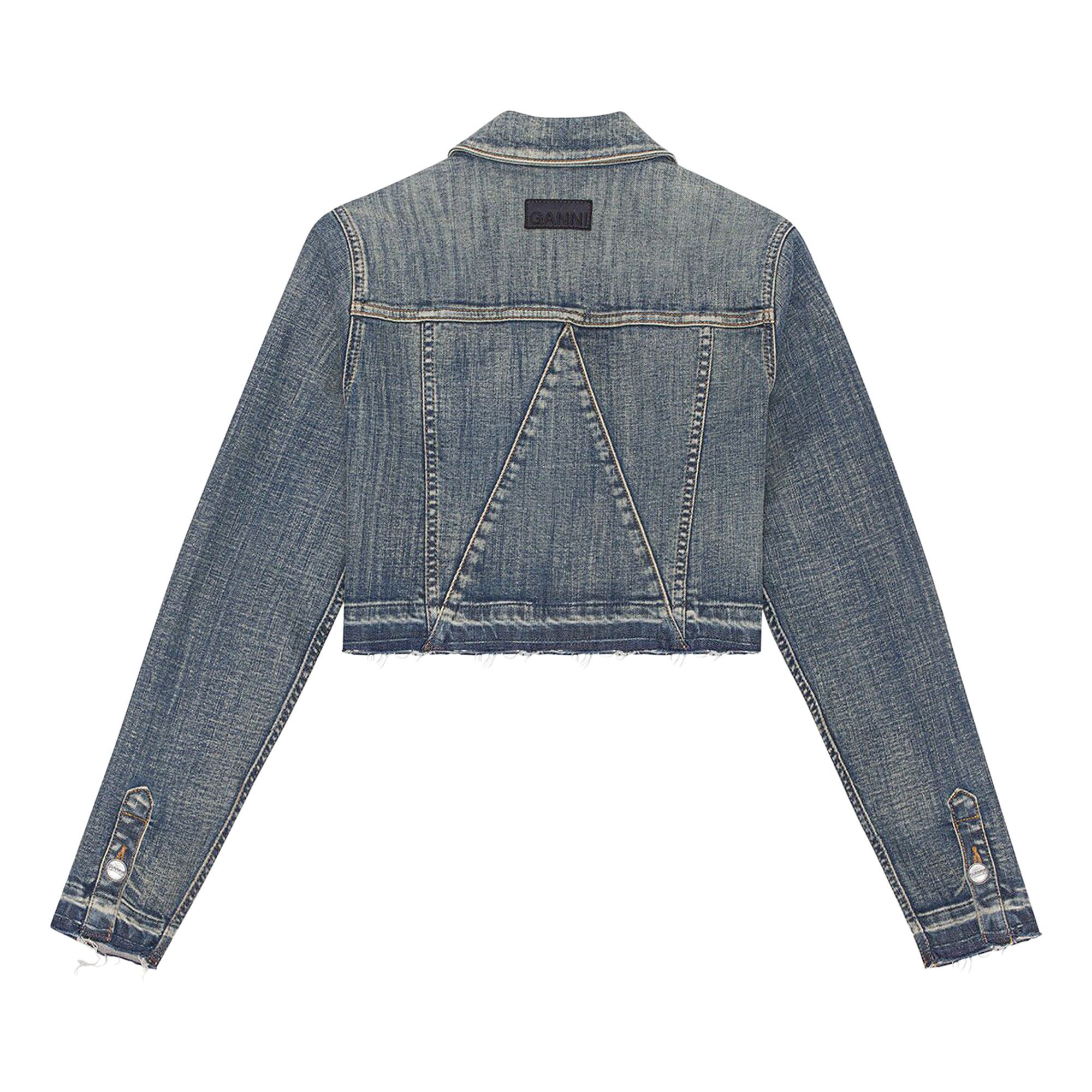 Buy GANNI Tint Edge Denim Cropped Jacket 'Wash' - J1257 WASH