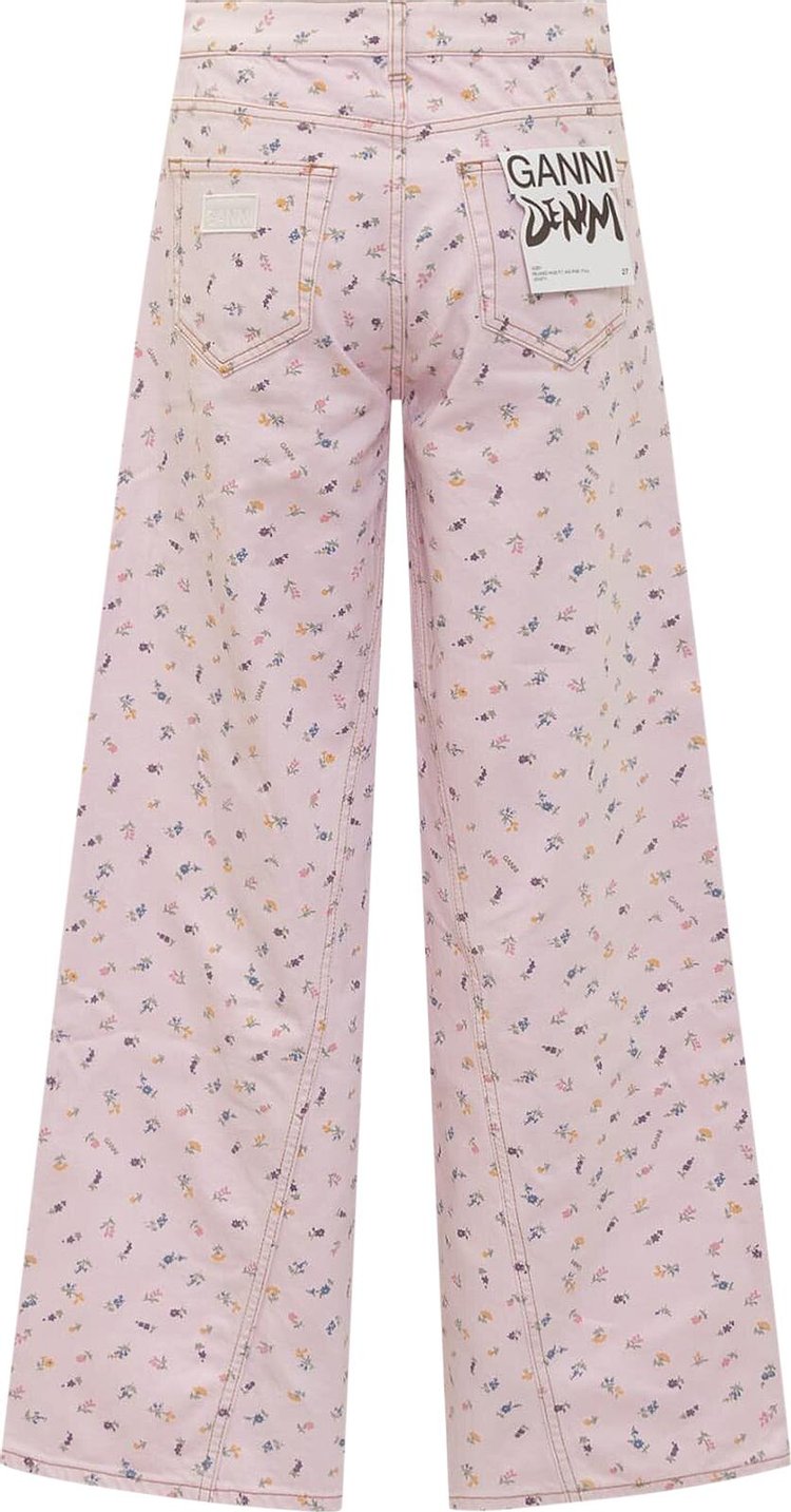 GANNI Tulle Flower Print Joezy Jeans Pink