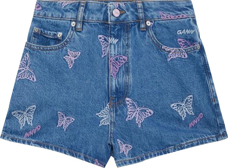 GANNI Butterfly Denim Shorts 'Denim'