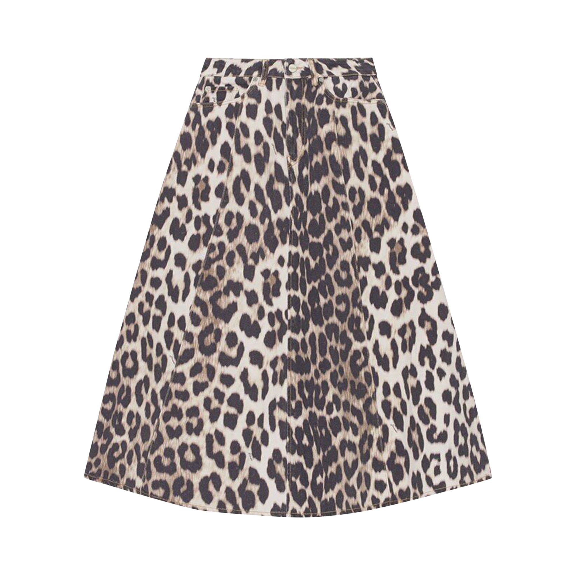 Buy GANNI Print Denim High Waist A-line Skirt 'Leopard' - J1168 LEOP | GOAT