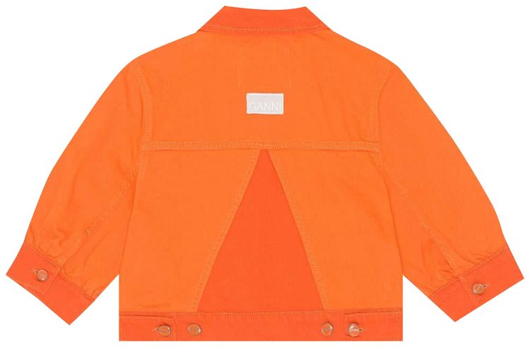GANNI Overdyed Cutline Denim Puff Sleeve Jacket Orangeade