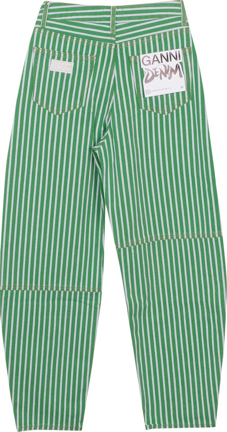 GANNI Stripe Denim Stary Kelly Green