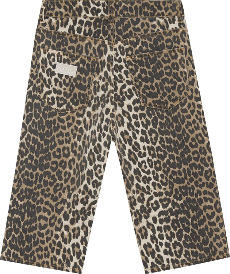 GANNI Denim Bermuda Shorts Leopard