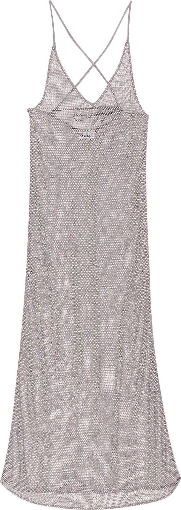 GANNI Embellished Mesh Dress 'Silver'