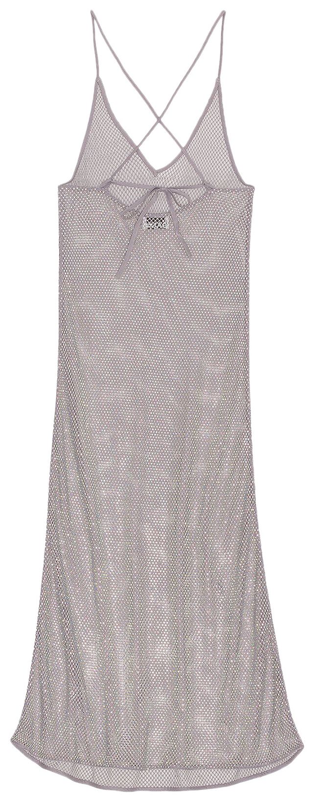 GANNI Embellished Mesh Dress Silver