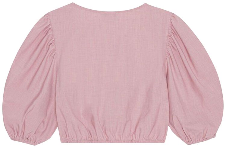 GANNI Drapey Melange Cropped Zipper Blouse Pink