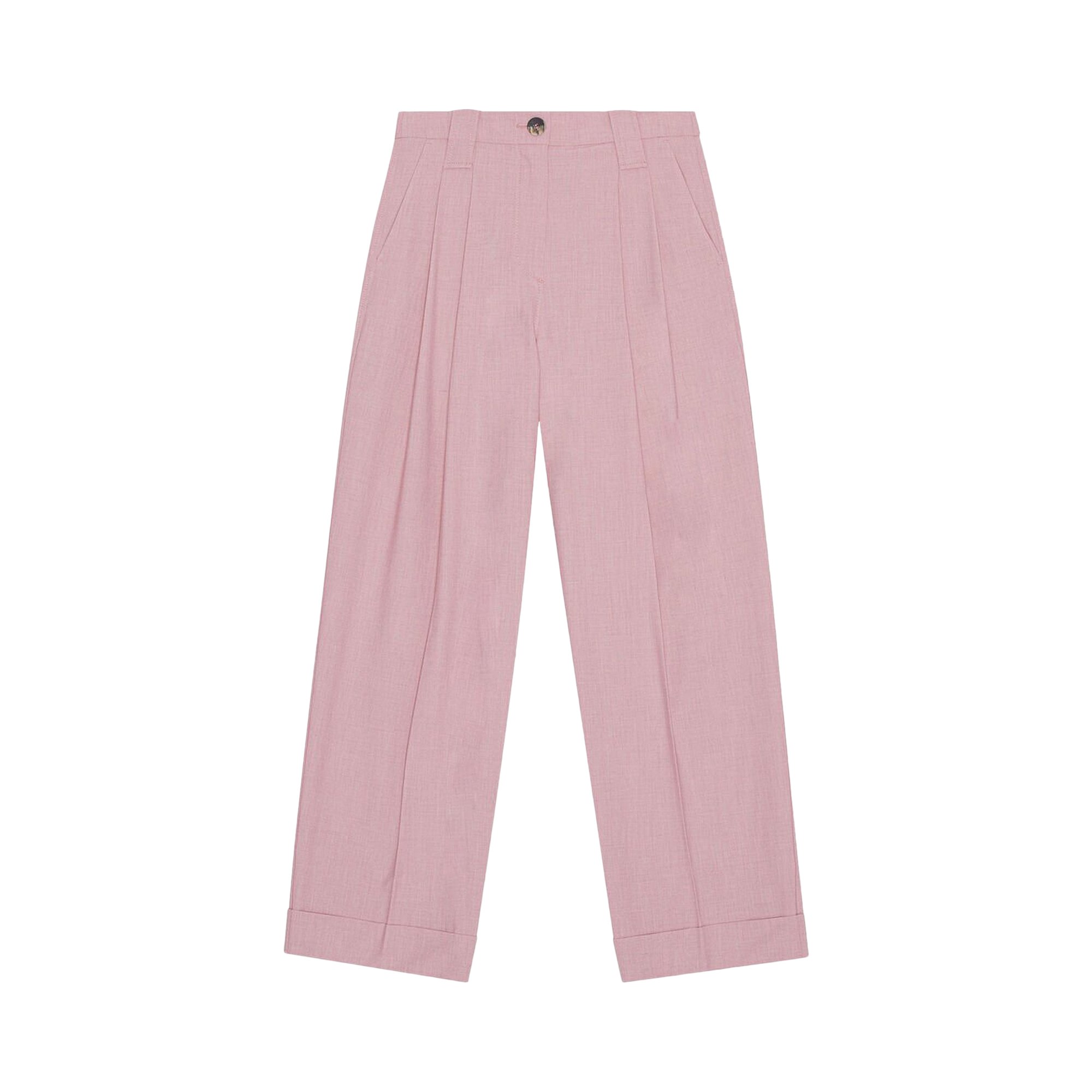 Buy GANNI Drapey Melange Loose Mid Waist Pleat Pants 'Pink 