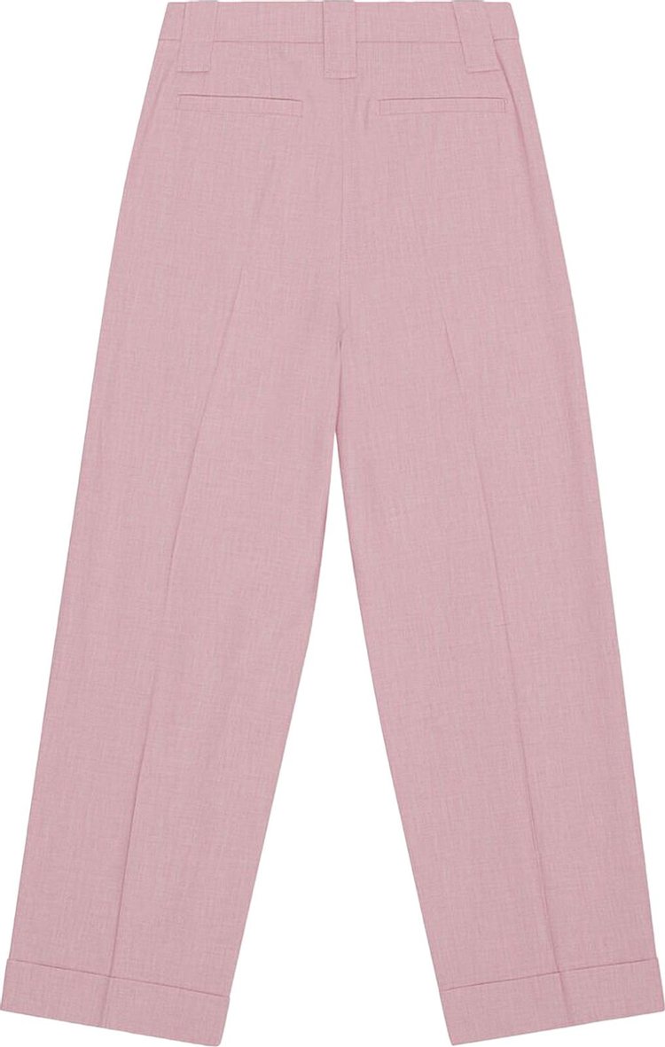 GANNI Drapey Melange Loose Mid Waist Pleat Pants Pink