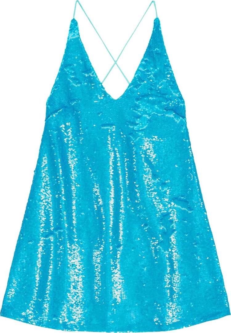 GANNI Sequins Strap Mini Dress 'Blue'