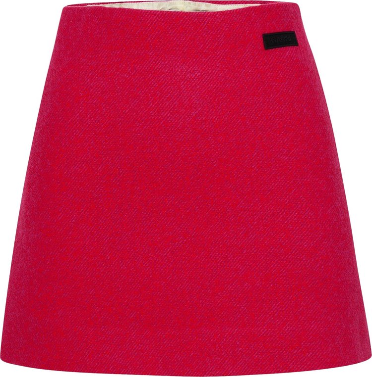 GANNI Twill Wool Suiting Mini Skirt Red