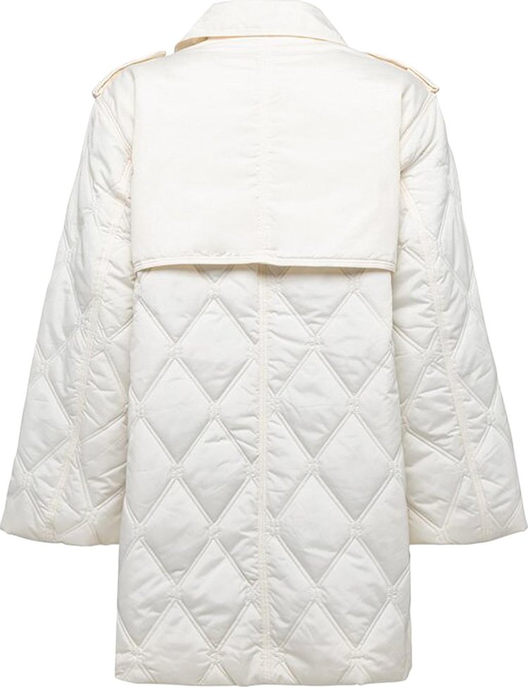 GANNI Kalamata Quilt Midi Jacket Egret