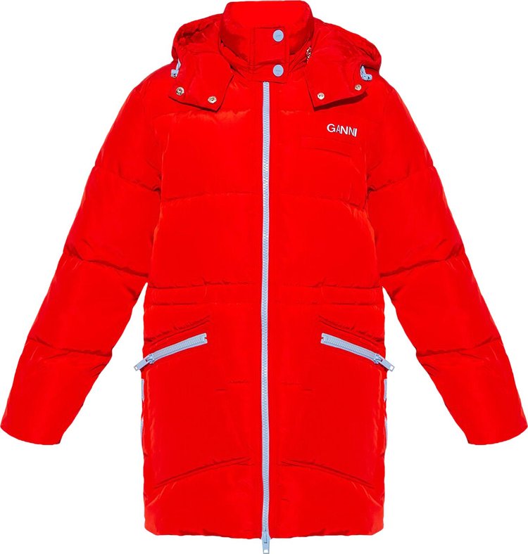 Buy GANNI Tech Puffer Down Jacket 'Red' - F6704 RED | GOAT