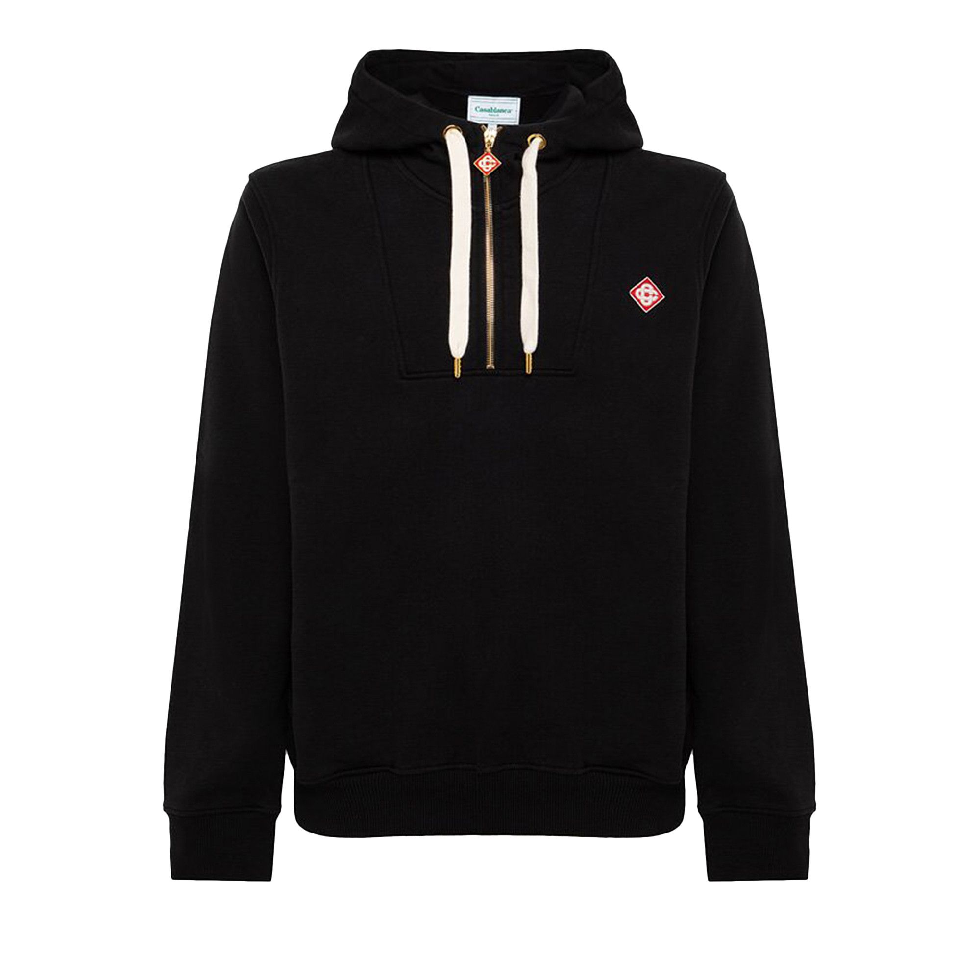Buy Casablanca Quarter Zip Hooded Sweatshirt 'Black' - MS23