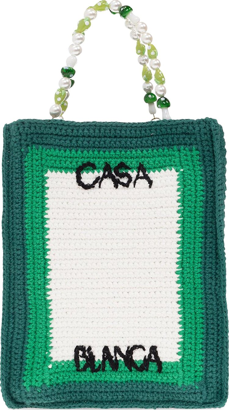 Casablanca Beaded Crochet Tennis Bag 'Green'