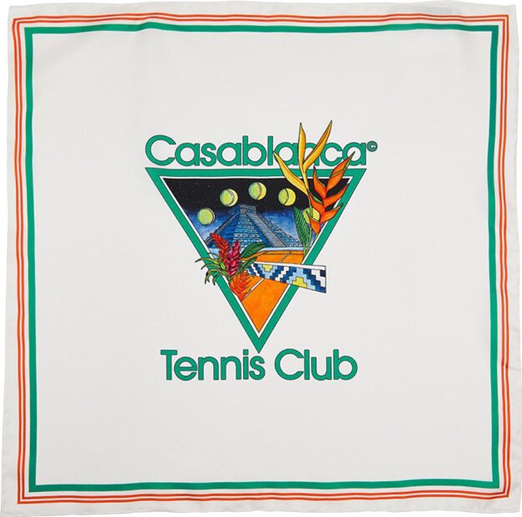 Casablanca Silk Twill Scarf 'Tennis Club'