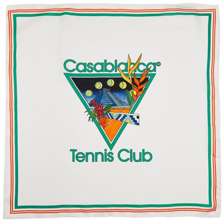 Casablanca Silk Twill Scarf 'Tennis Club'