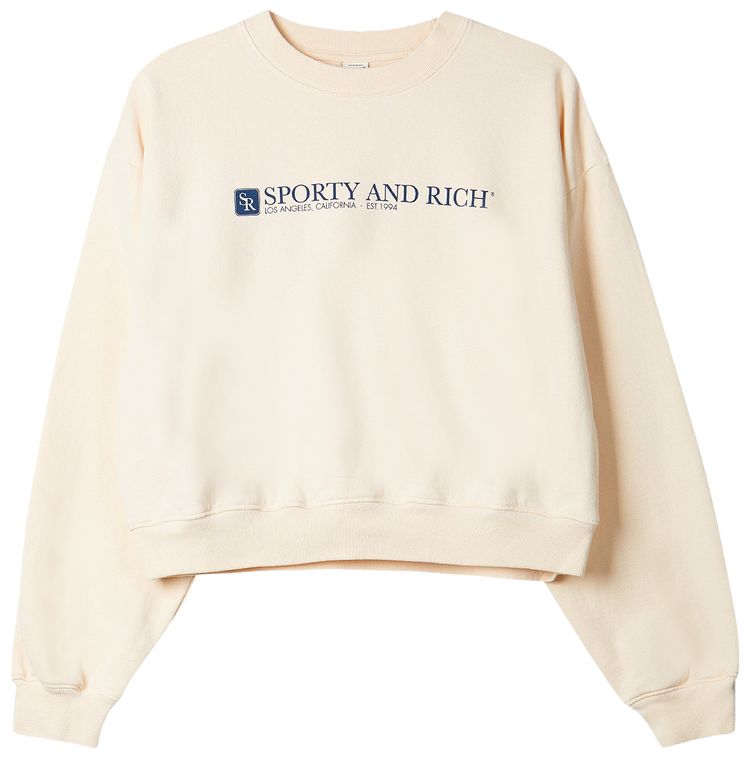 Sporty  Rich 94 Cropped Crewneck CreamNavy