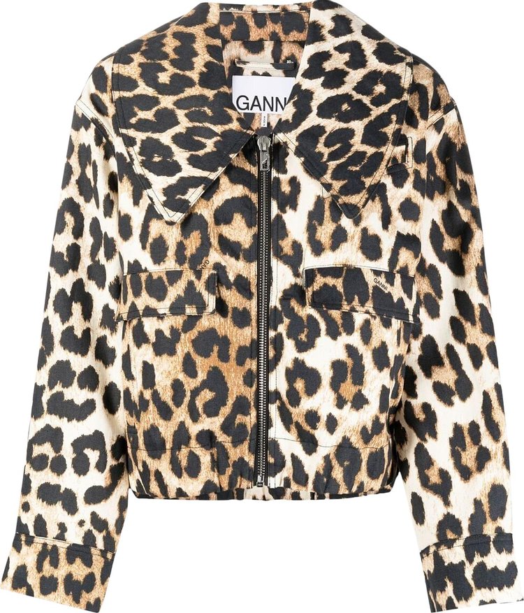 Buy GANNI Leopard Print Zipped Jacket 'Beige Leopard' - F7175 BEIG | GOAT